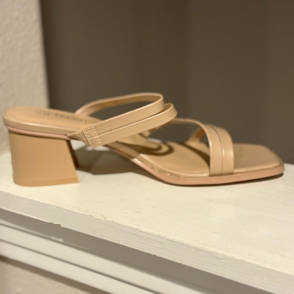Dream Pairs Women's Mule Heel Chunky Nude/Light Brown Size 8 - Picture 5 of 11